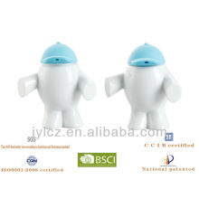 white ceramic salt and pepper shaker set with silicone cap lid